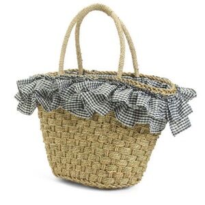NEW C&C California Gingham Plaid Straw Beach Tote